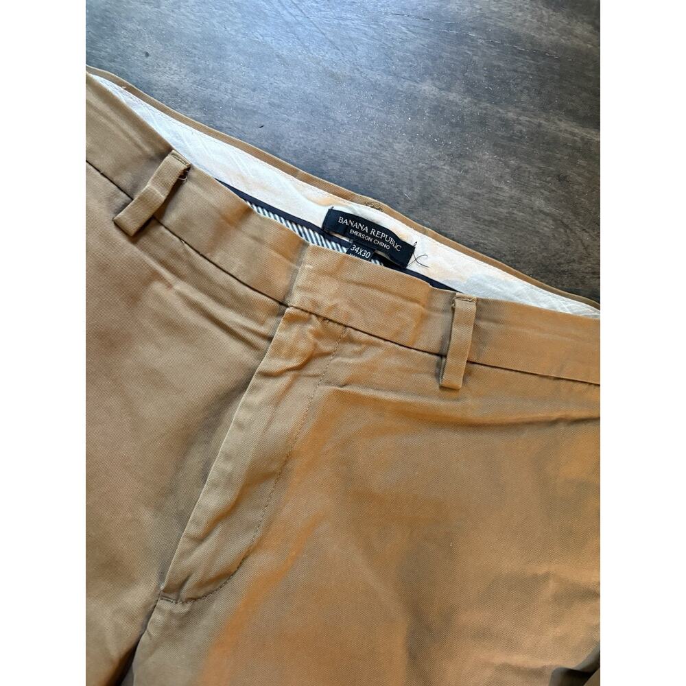 Banana Republic 34 x 30 Emerson Chino Pants Camel Flat Front 100% Cotton Casual